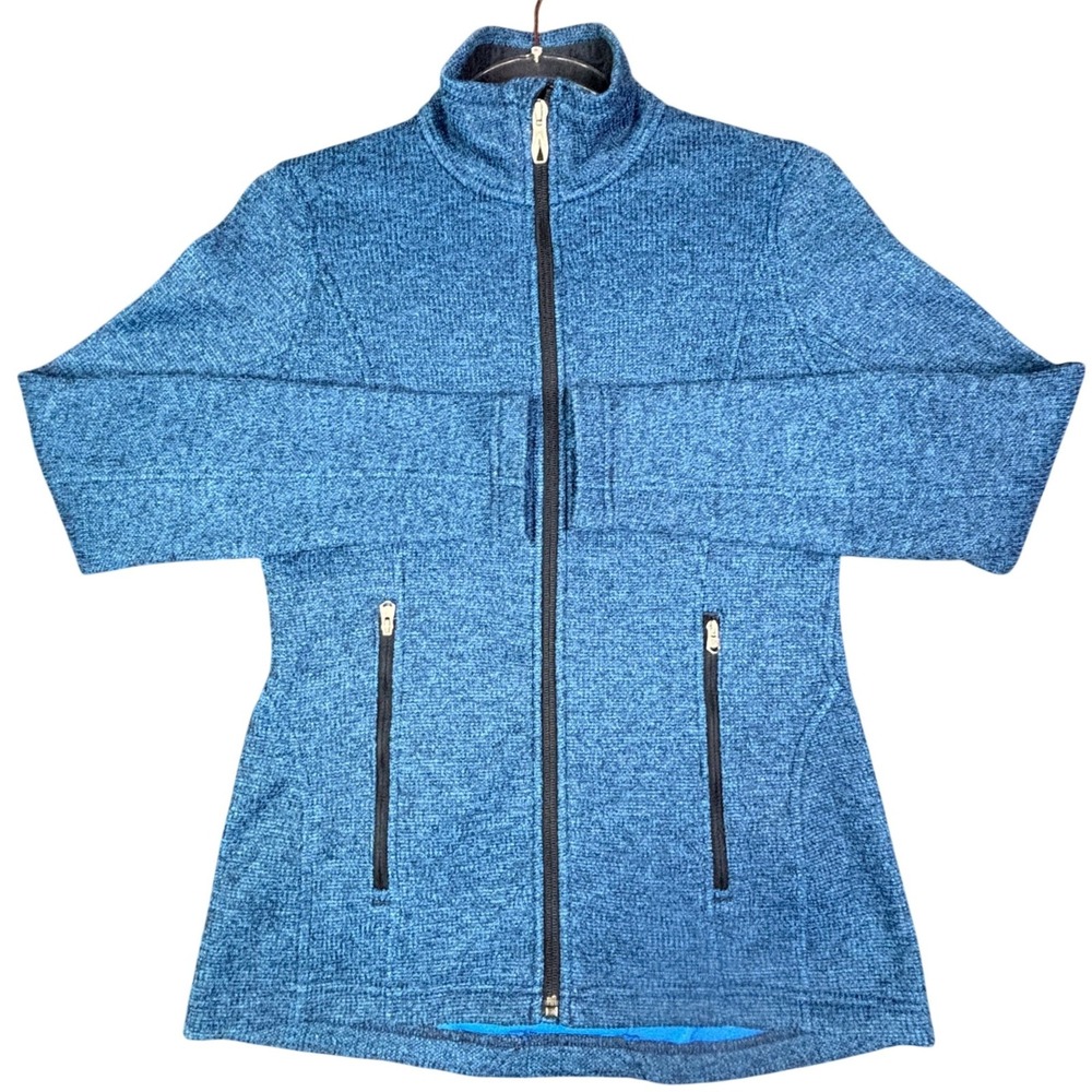 Spyder Women Blue Heathered Full Zip Fleece Lined Sweater Jacket 1045348 Small